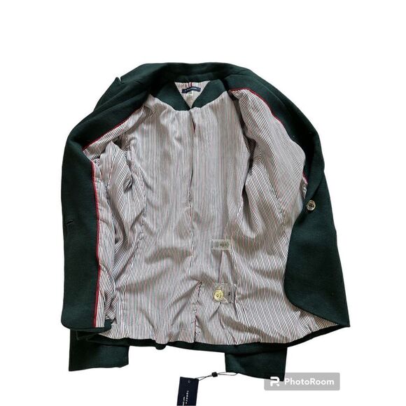 Tommy Hilfiger Women’s Green Long Sleeve Single-Button French Terry Blazer Jacke - Picture 13 of 16